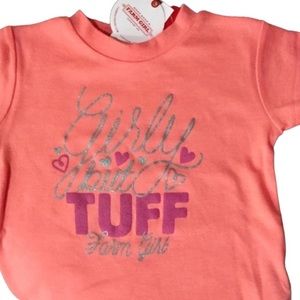 Farm Girl Girly but Tuff Coral Short Sleeve Crewneck Tee Size 4T